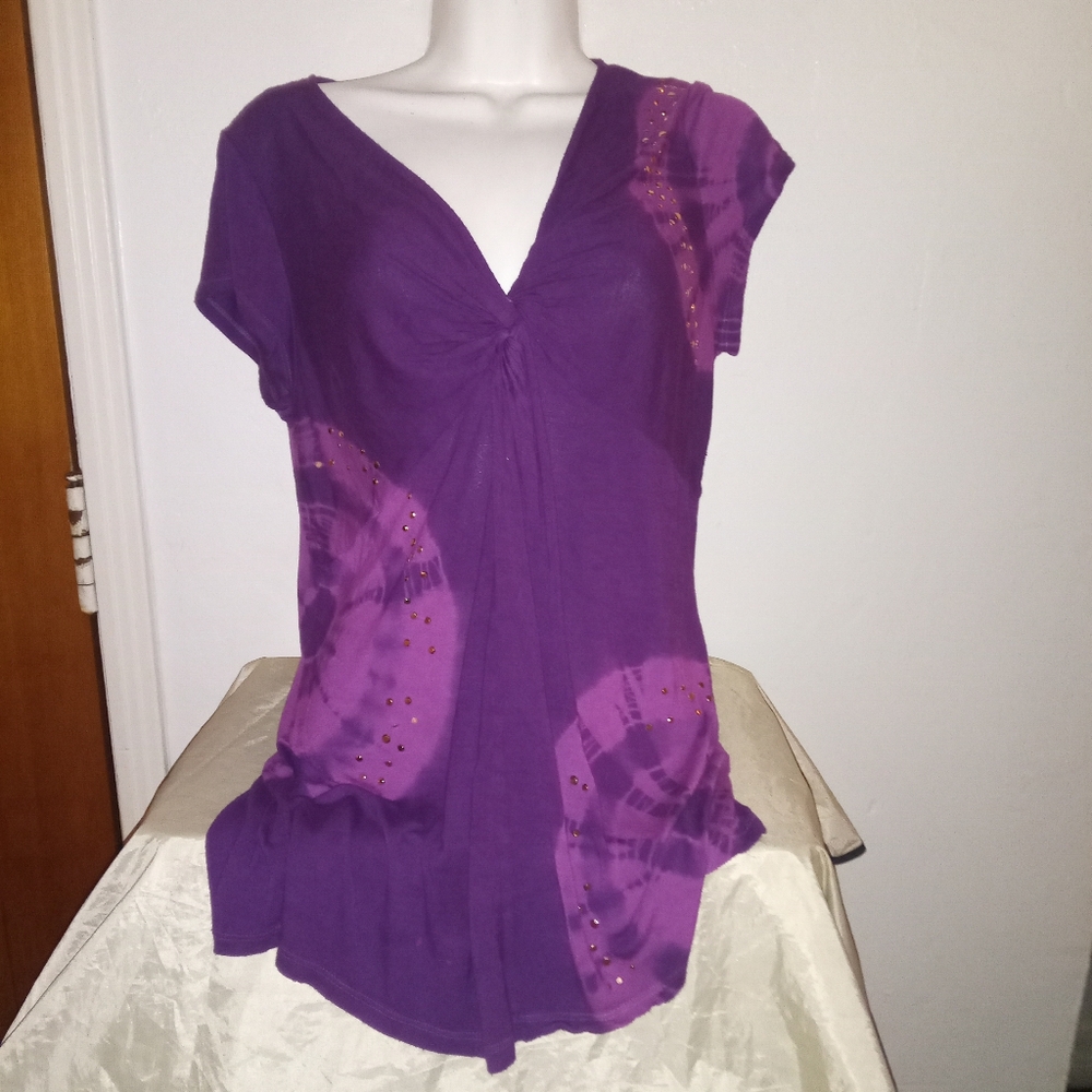 Purple Women's Top Tie Dye Size Extra Large